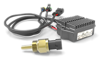 Fan controller with wiring harness and temperature sensor