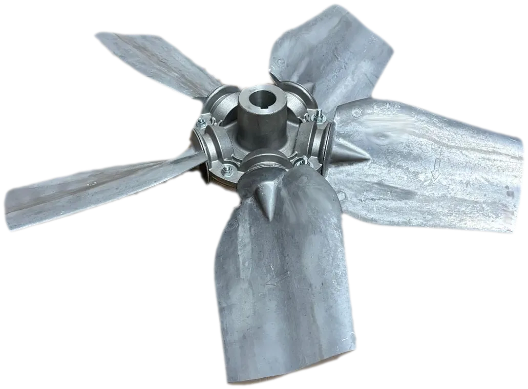 Axial fan impeller with metal blades