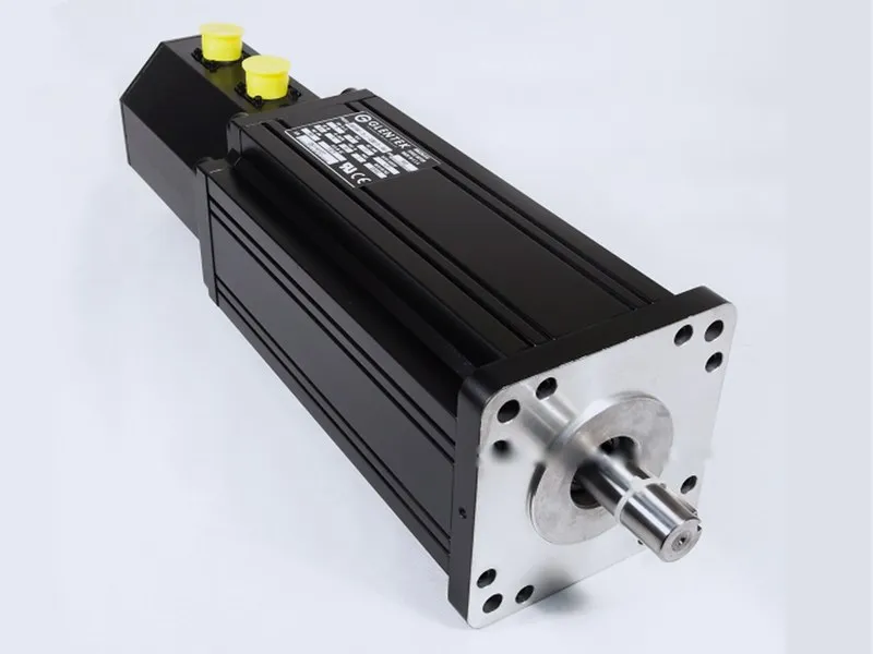 Glentek brushless servo motor with square flange and keyed shaft