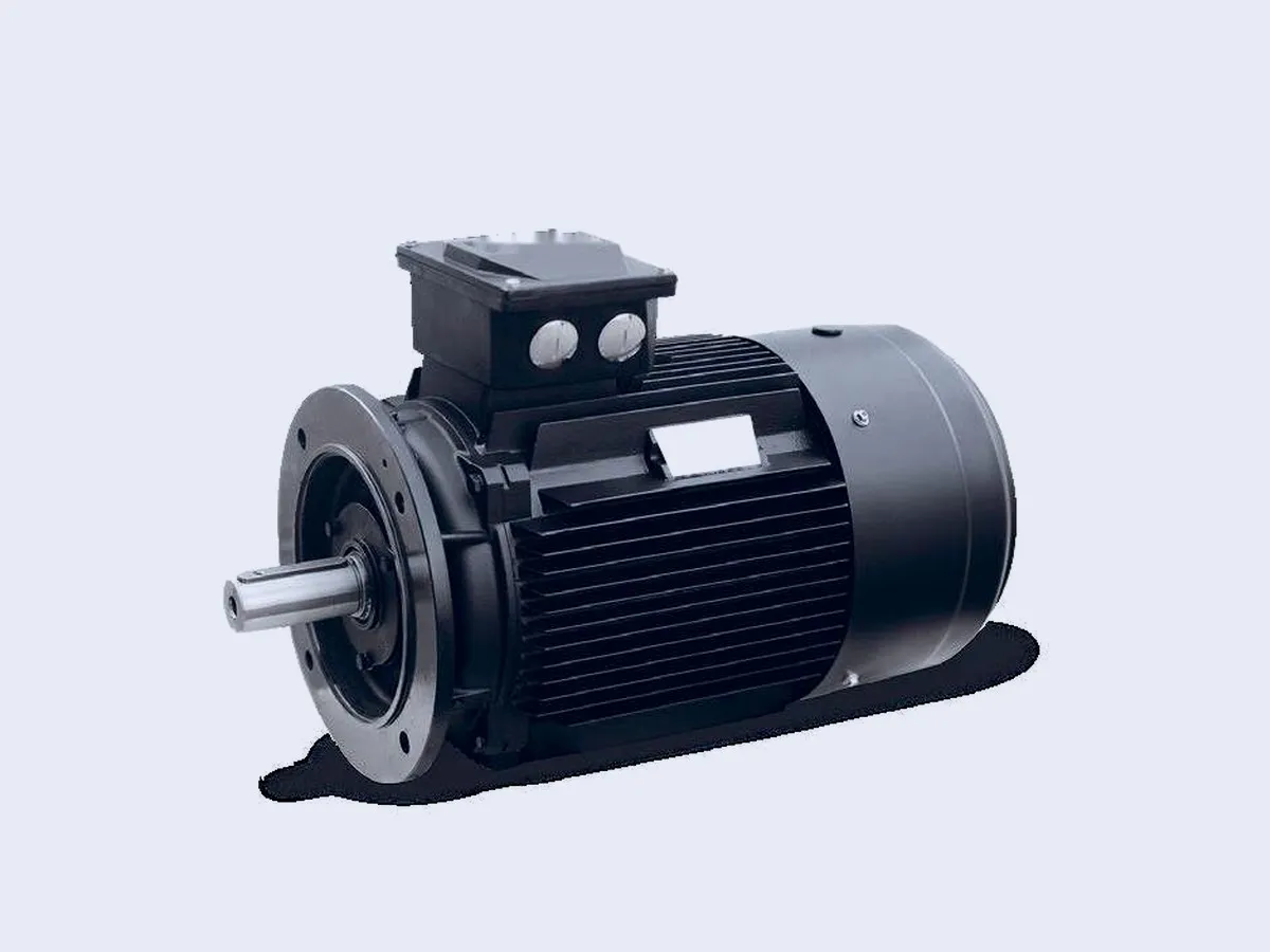 Black foot-and-flange mounted (B35) three-phase motor