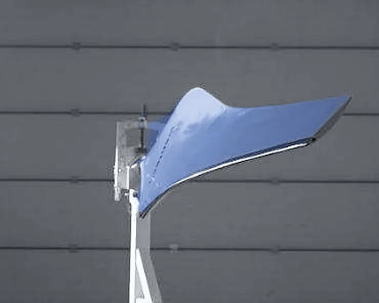 FRP fan blade, profile (1HS), on an assembly stand