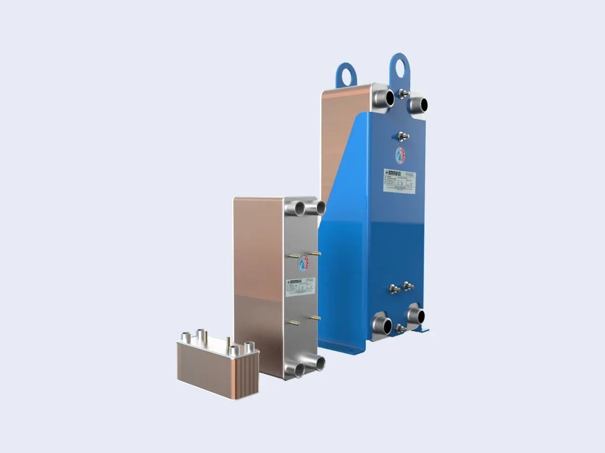 Three brazed plate water-oil heat exchangers of different sizes