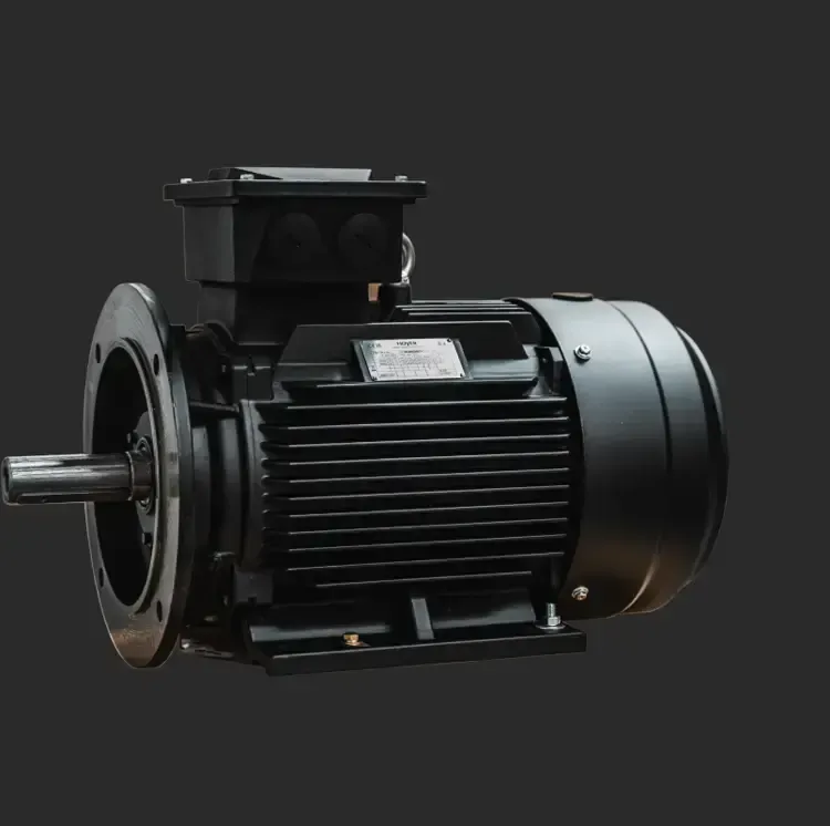Black flange-mounted industrial electric motor
